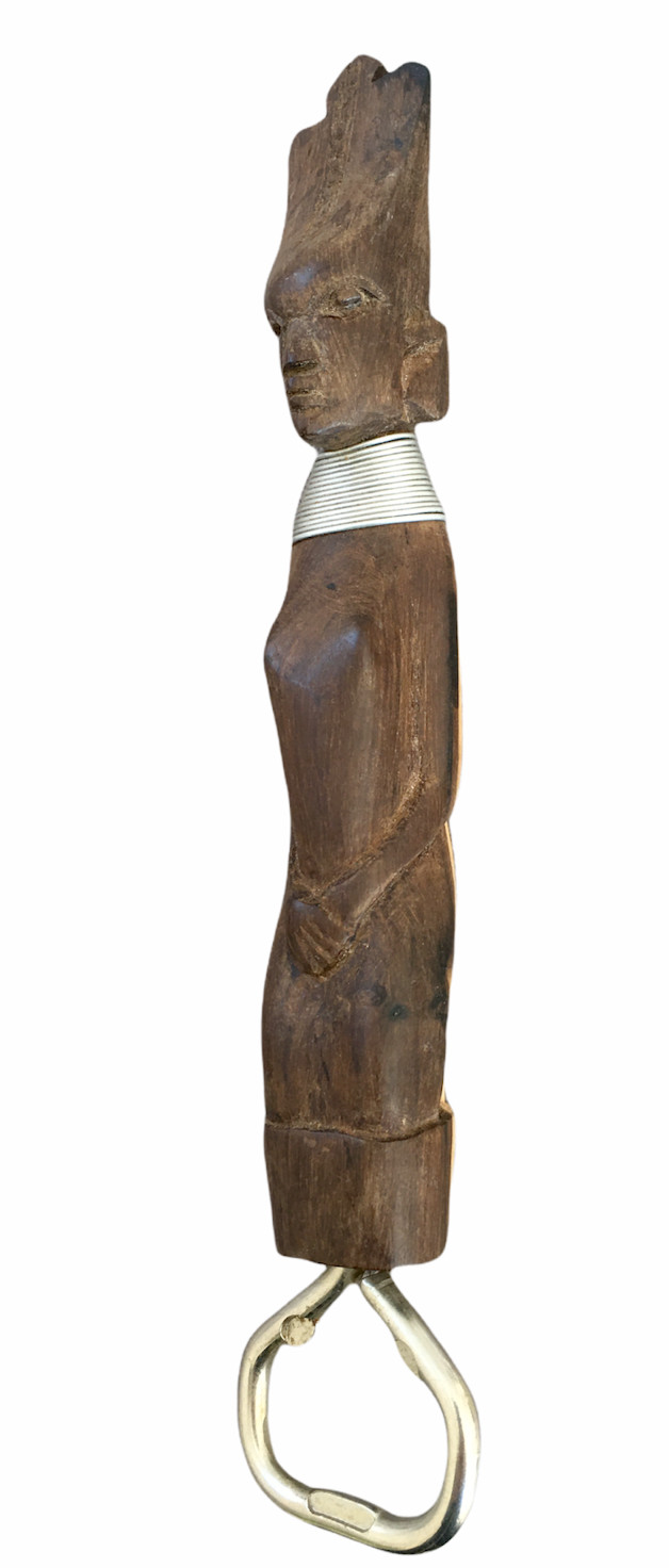 Vtg Mid century TIKI Modern hand Carved Wood Figural BOTTLE OPENER Hawaiian Hula