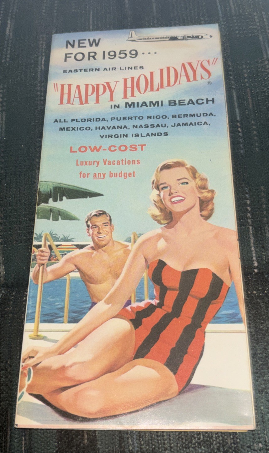 Vintage 1959 Eastern Airlines Miami Beach Oceanfront Hotels Brochure Florida