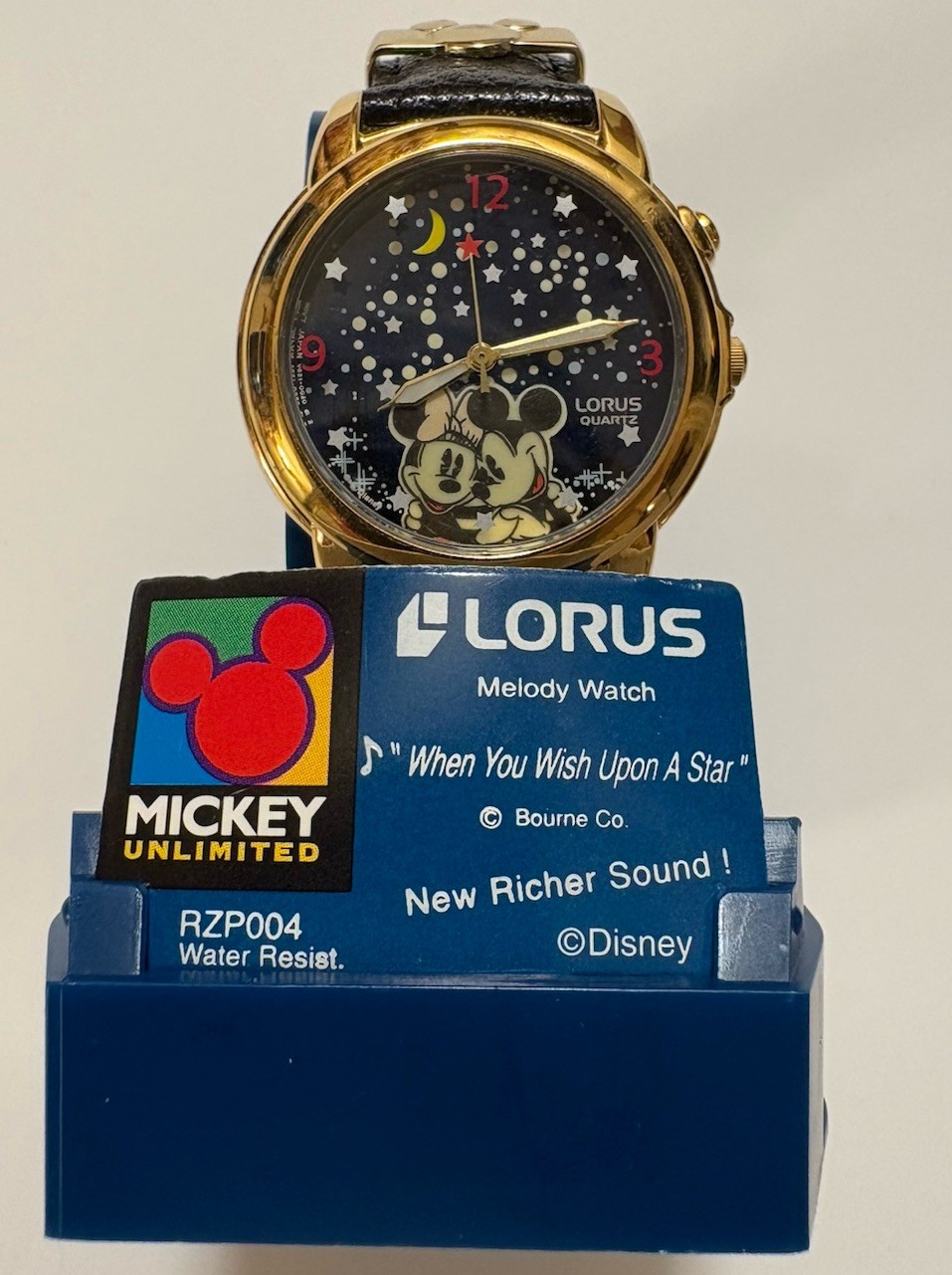 Vintage Loris Disney Mickey Mouse Musical Watch W Stand Works When You Wish Star