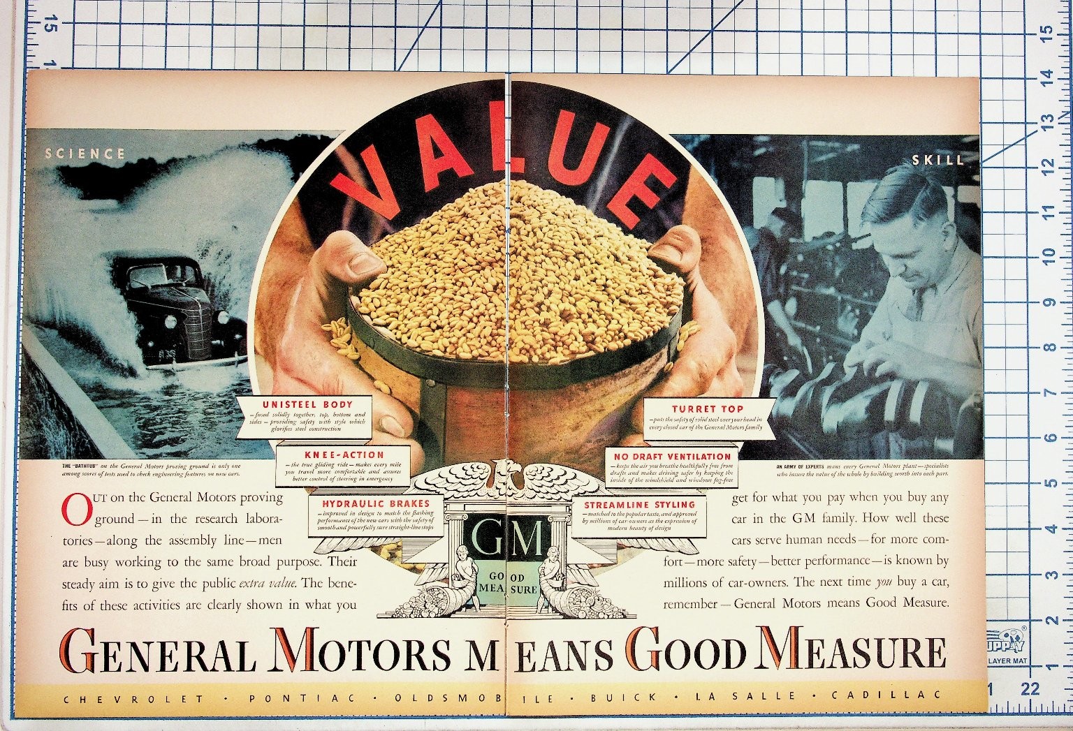 1930s General Motors Means Good Measure Vintage Car Ad Magazine Print
