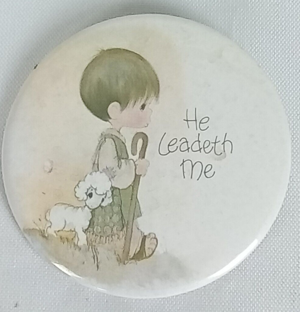He Leadeth Me Little Boy Pinback Button