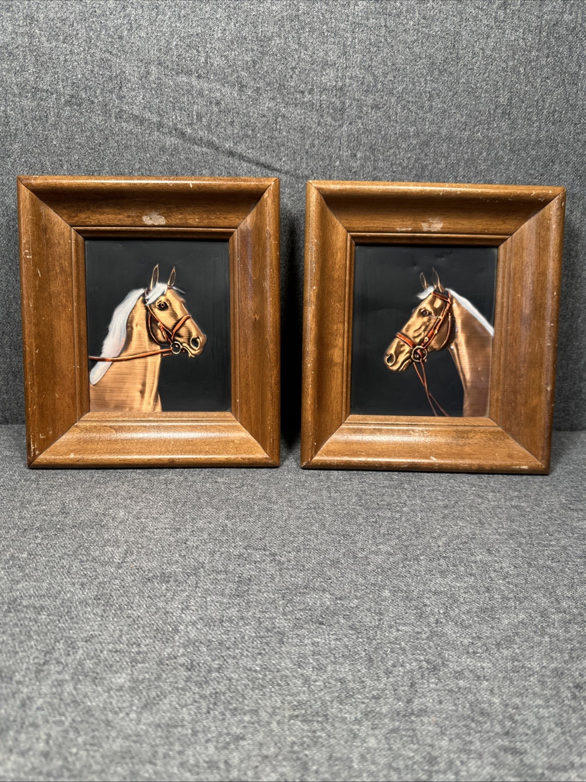 R-Dehl Coppercraft Vintage Pair of Horse Framed Copper Art Inglewood , CA 