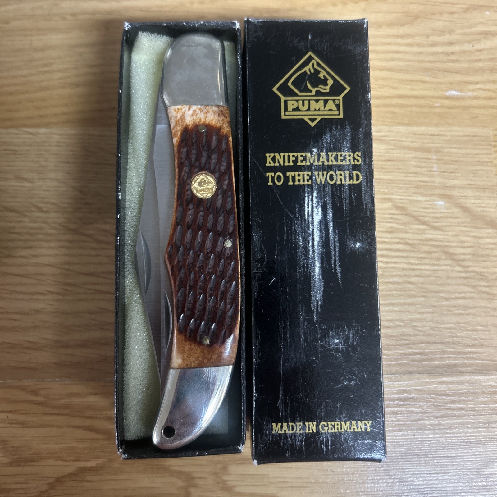 Vintage Puma Double Blade Made In Germany Pocket Knife In Original Box