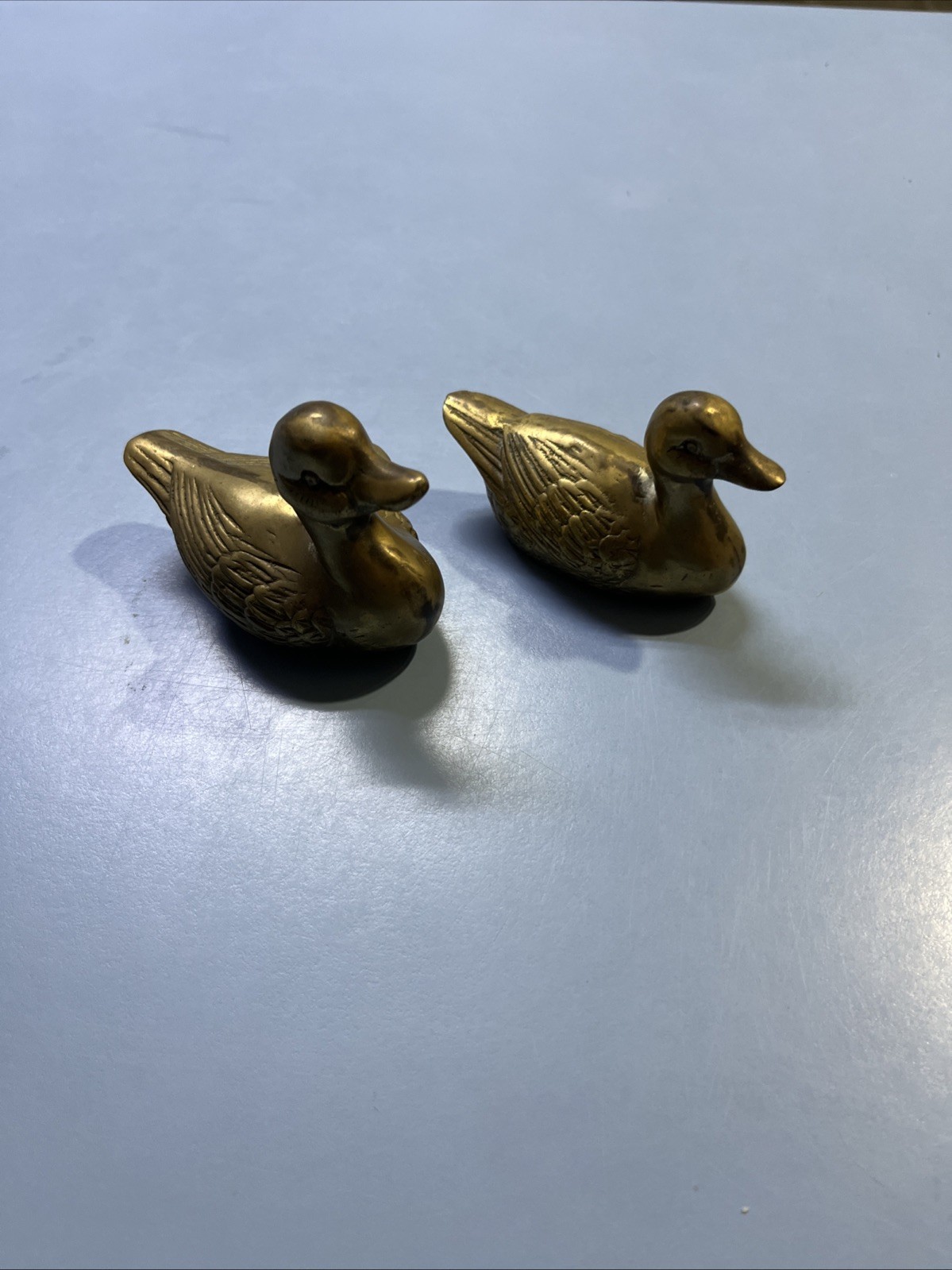 Vintage Brass Ducks MCM Set of 2