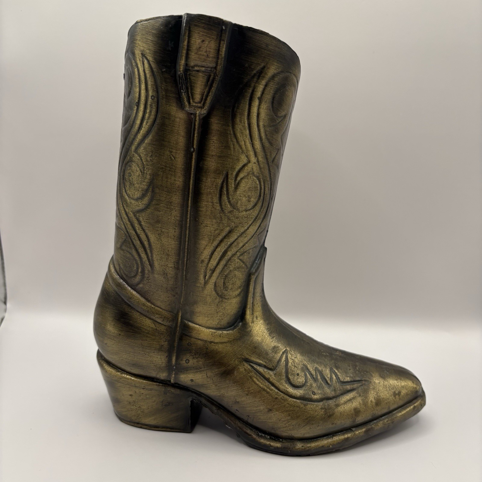 Vintage Mid Century Modern Brass Cowboy Boot Statue Sculpture 8\