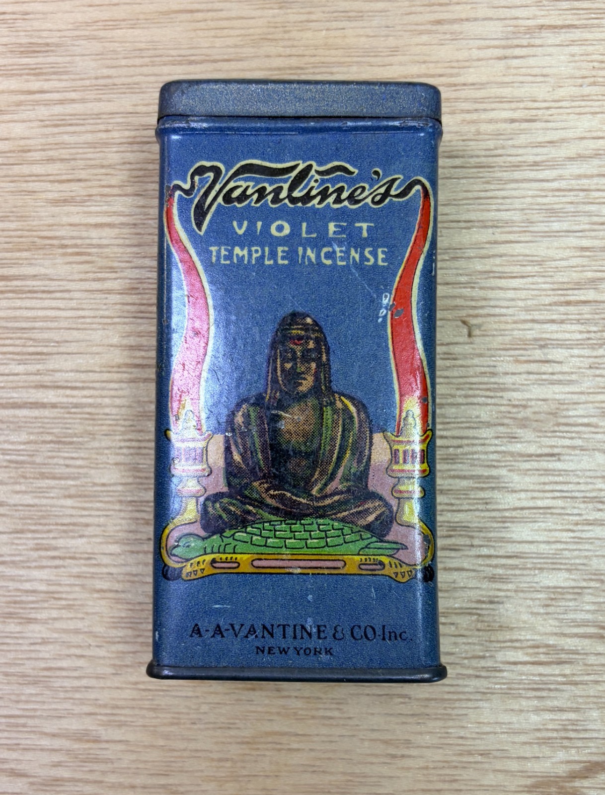 Vantine's Violet Temple Incense Tin Early 20th C. Original Powder