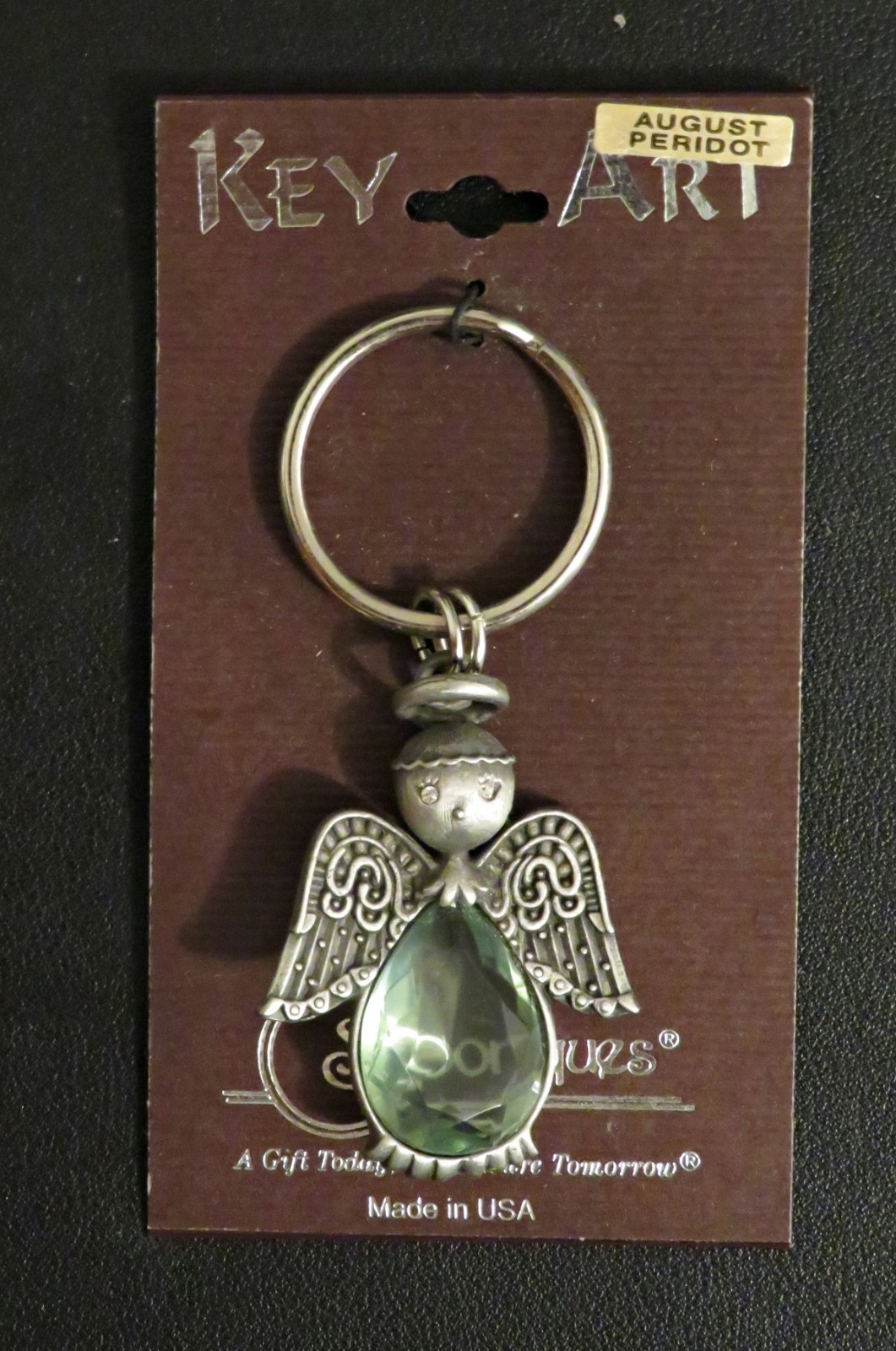 NOS NWT Vintage Spoontiques Key Chain Virgo Angel August Peridot Birthday Gift