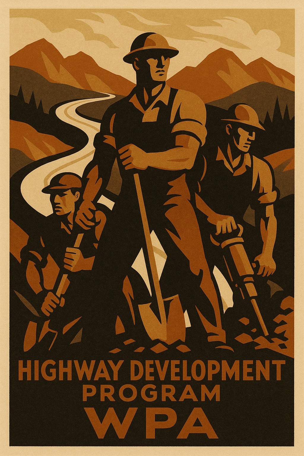 Highway Development Program WPA Poster c1930s - 24x36” RARE Reprint 🤯💯