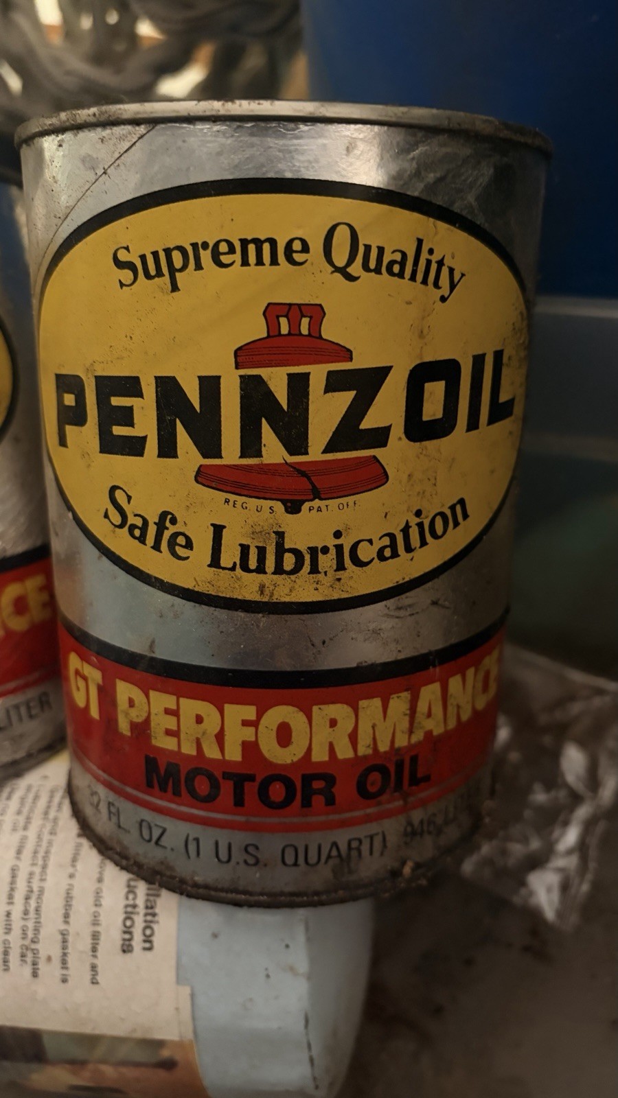 Vintage Pennzoil GT Performance Motor Oil Paper Can SAE 20W-50 Full 1 Can