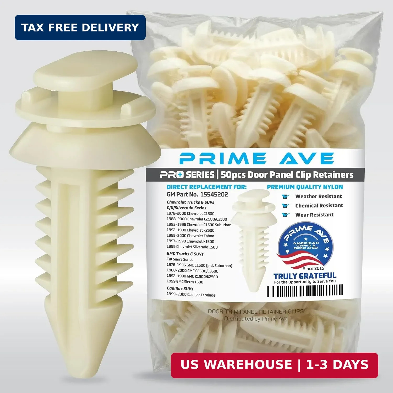 50pcs Door Panel Clips Retainers Pro Grade Nylon Push Clips- GM 15545202 Rivet F