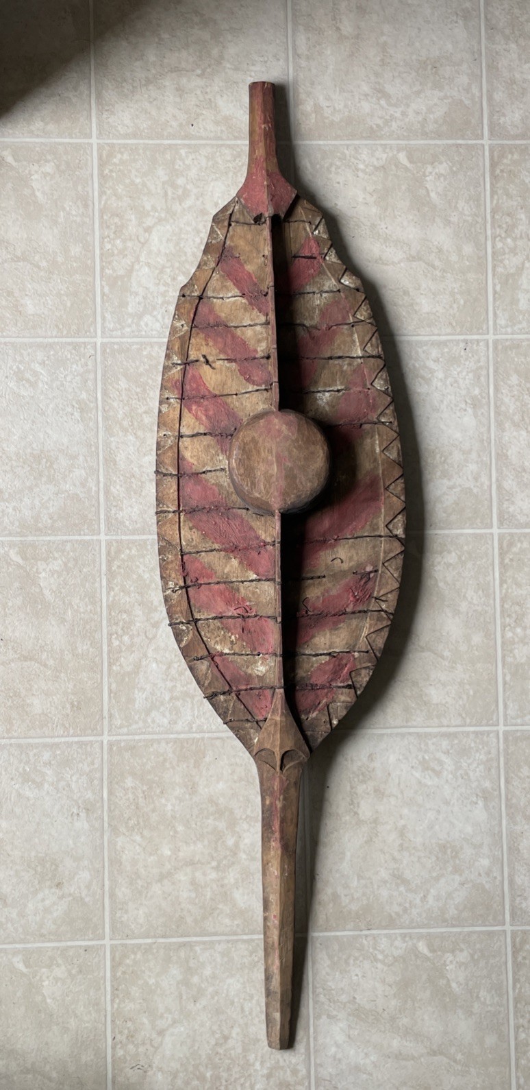 Rare Indonesia Baluse Tribal Headhunter Warrior Nias Wood Rattan Shield Weapon