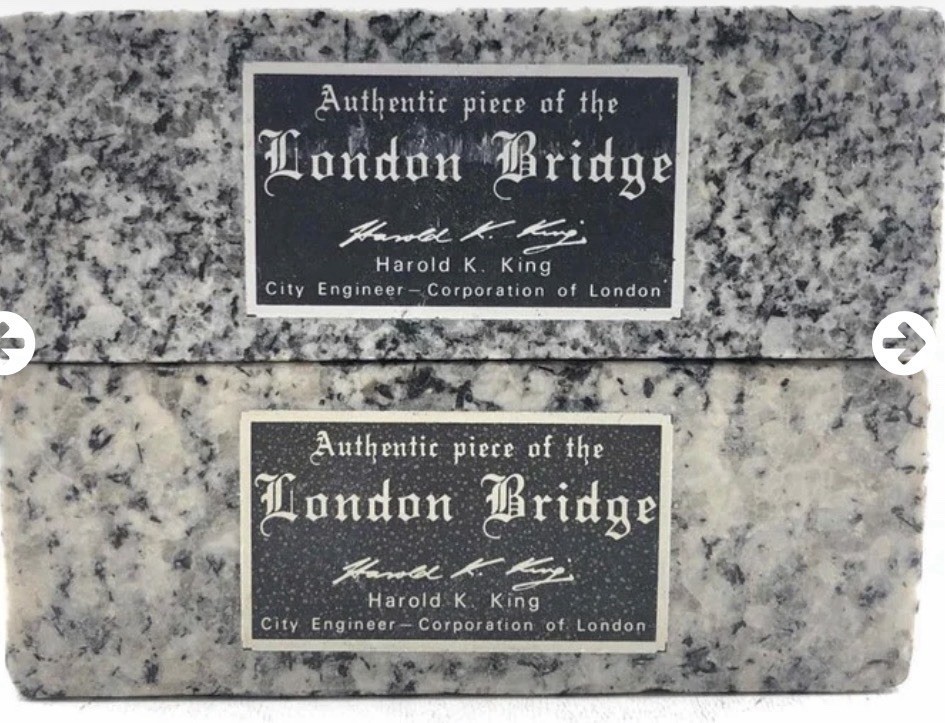 Lot Of 2 Vintage 60’s Authentic Stone Piece of the London Bridge Paperweight