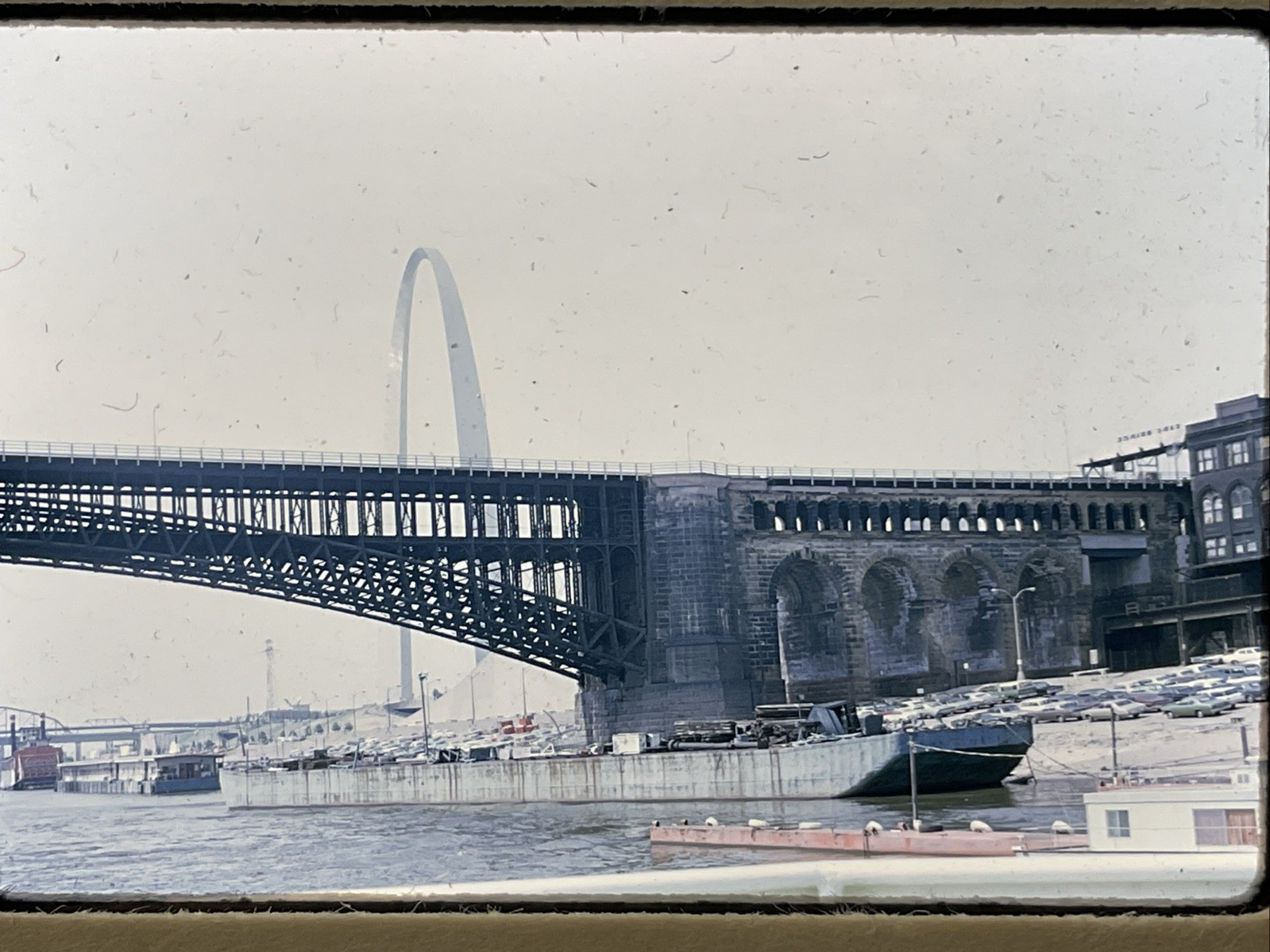 Vintage 1975 35mm Film Slide St. Louis Missouri Gateway Arch & Eads Bridge