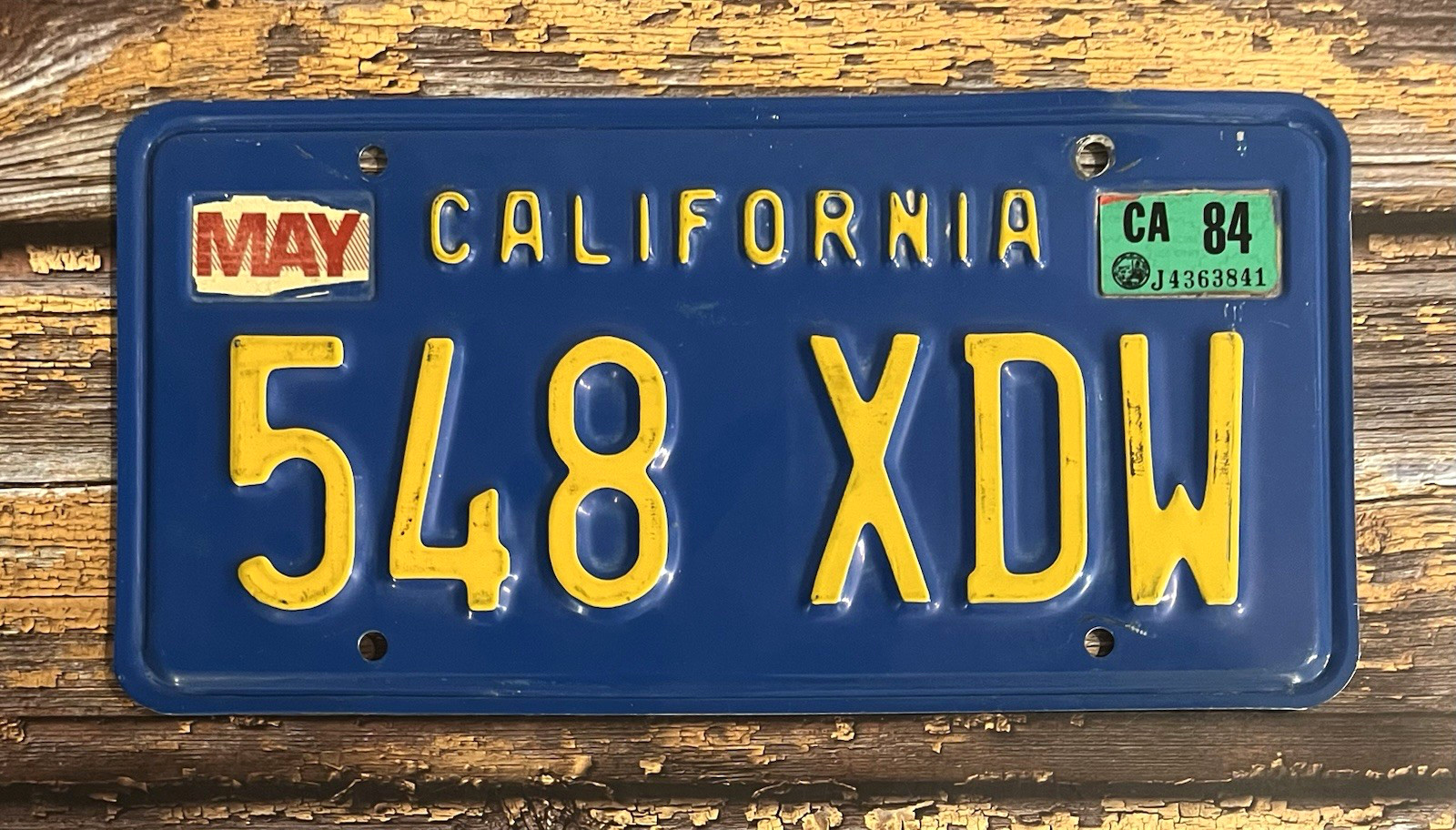 1984 California Automobile License Plate 548 XDW