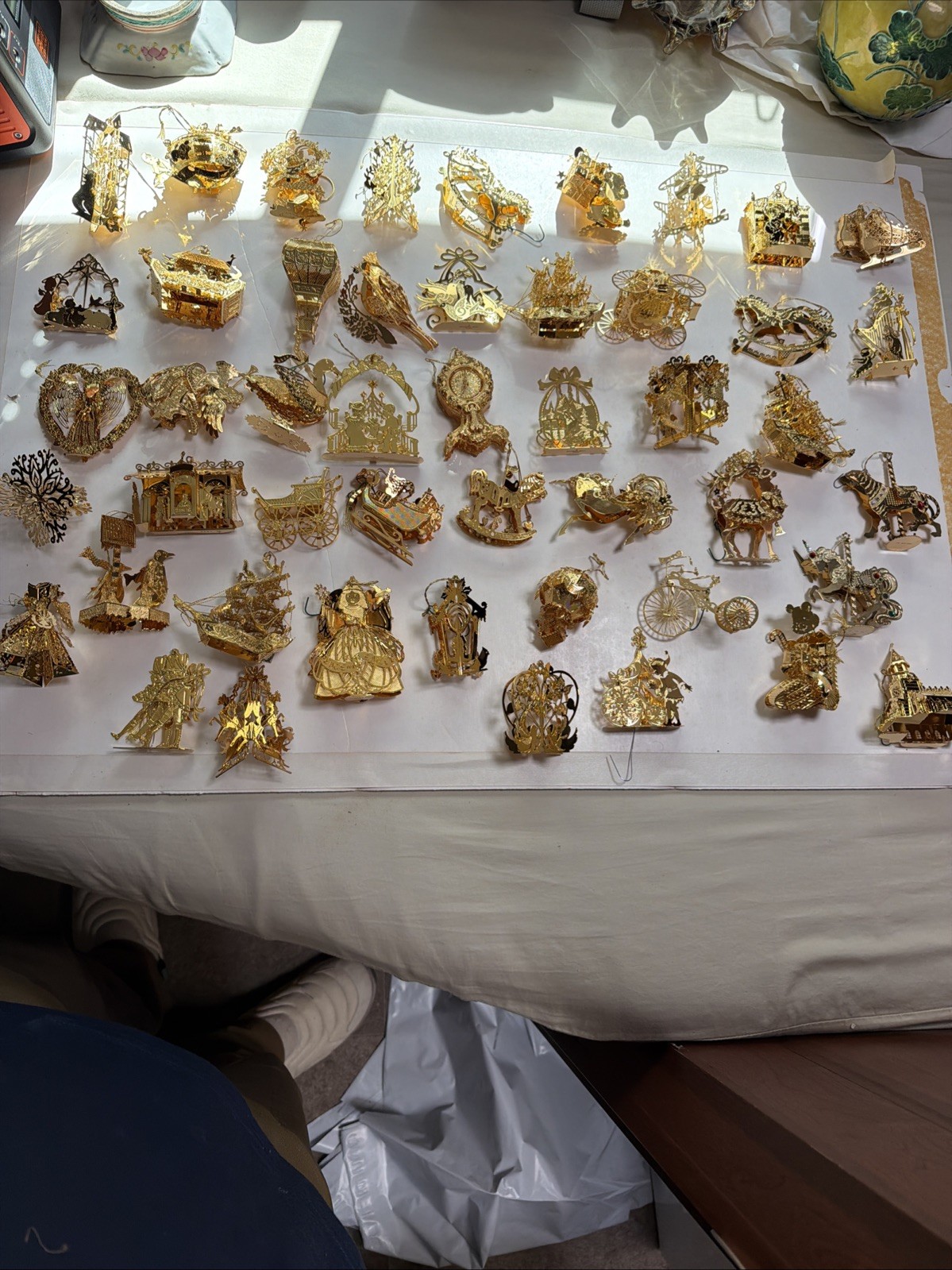 Lot of 47 Danbury Mint Vintage  Christmas Ornament 23K gold Ships Tree