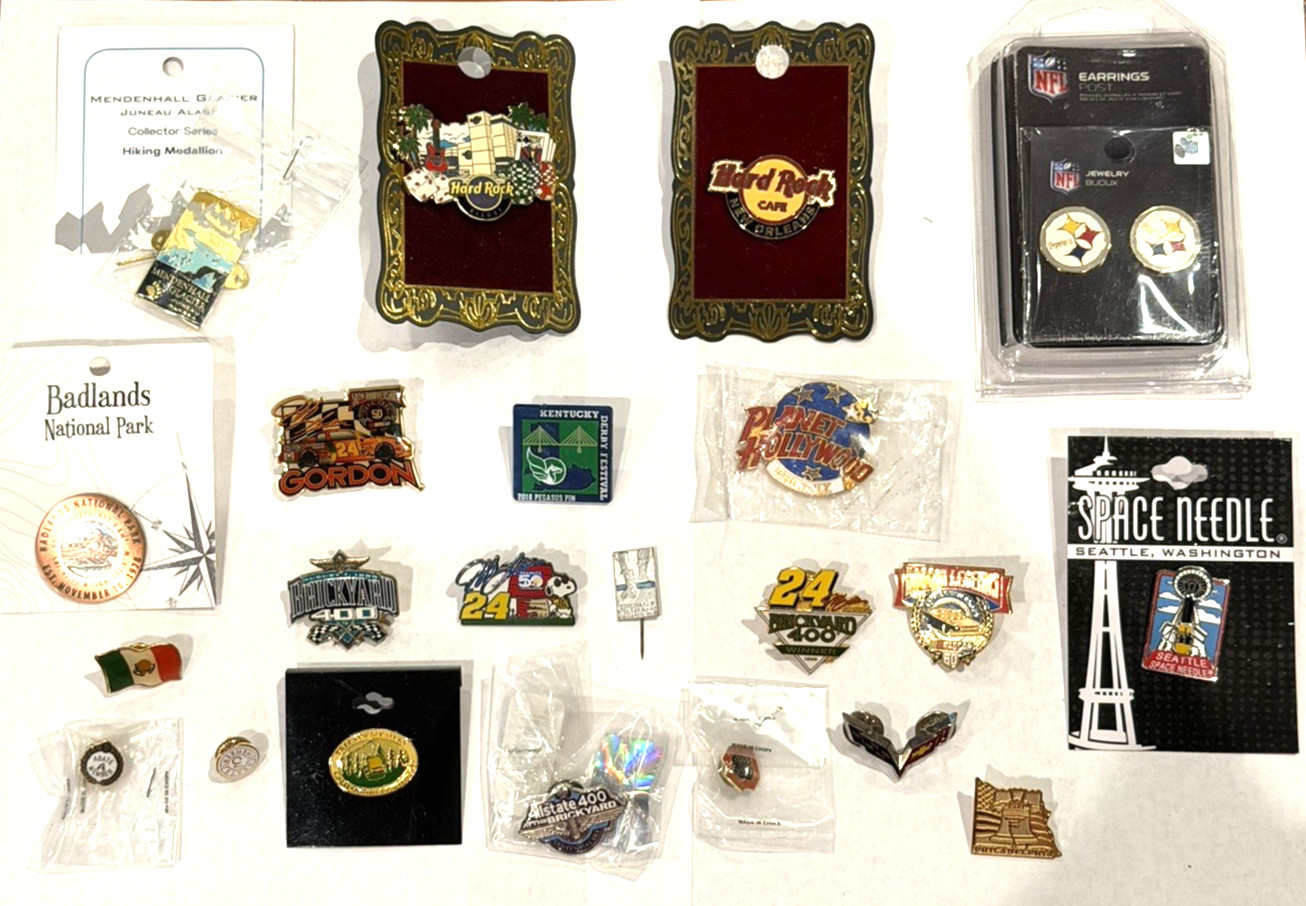 BADLANDS DERBY HARD ROCK REDWOODS NASCAR BRICKYARD CORVETTE SPACE NEEDLE PIN LOT