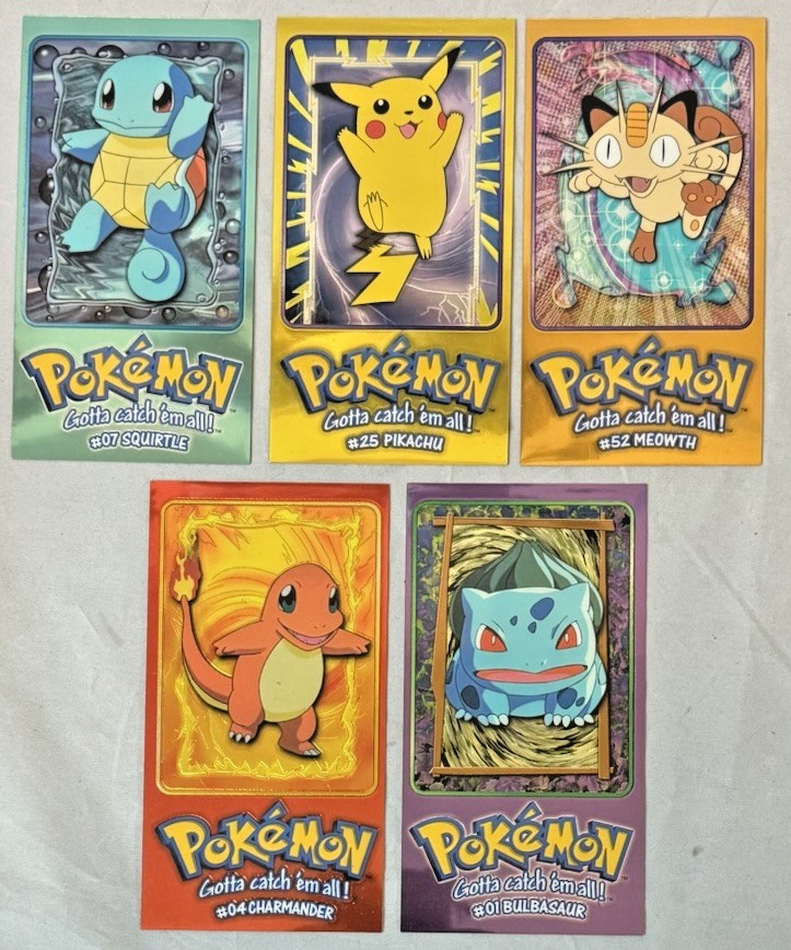 1999 Topps Pokémon Series 1 TV Animation Edition Oversized Tin Topper Set of 5