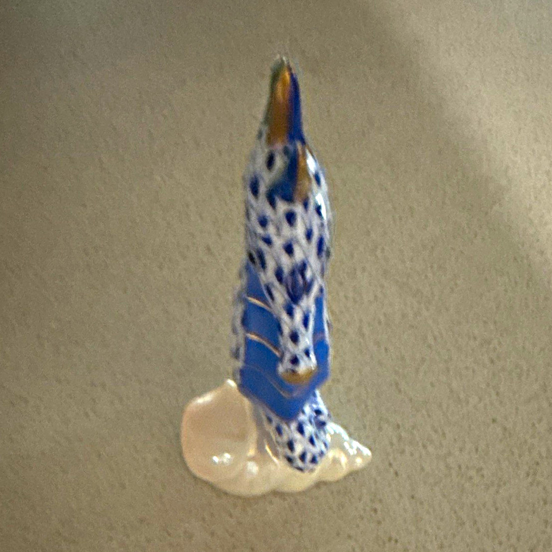 Herend Poland Blue & White Ceramic Hand-Painted Seahorse Figurine