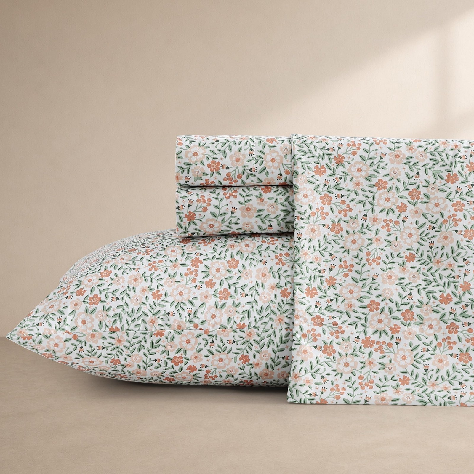 BLOOMHAVEN Queen Size Sheet Set-4 Pieces Pink Floral Bed Sheets Recycled