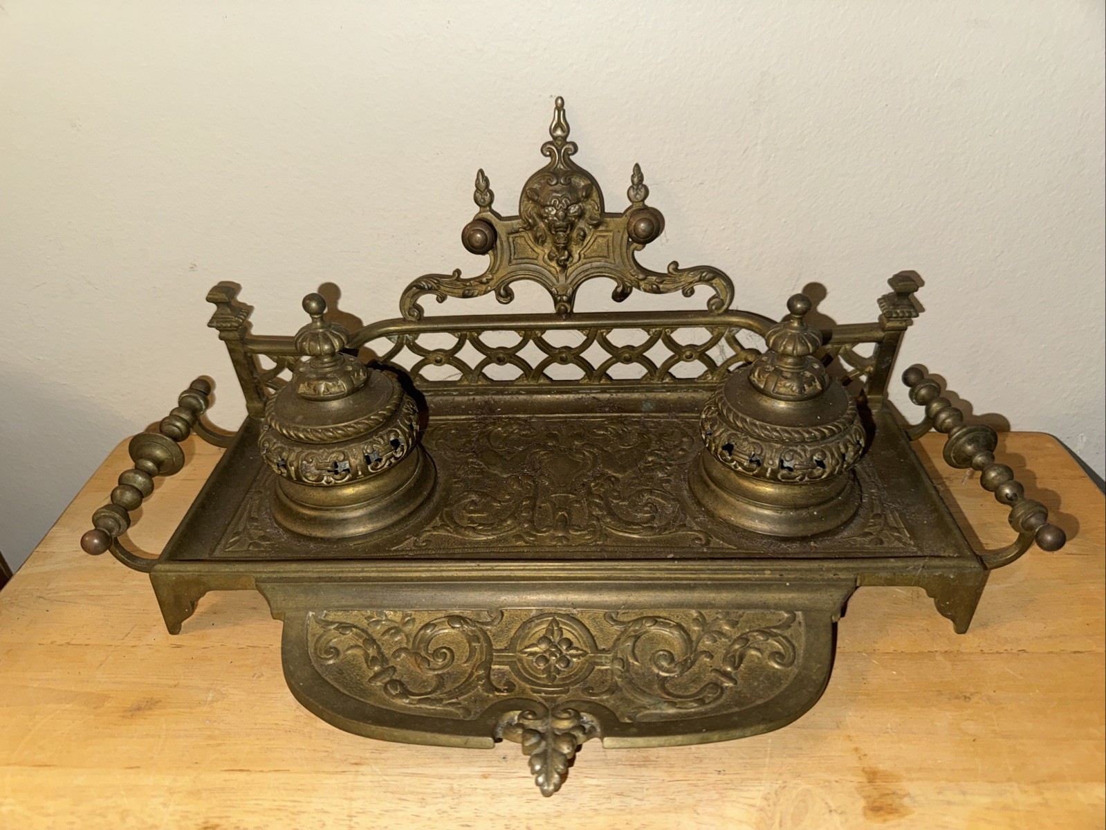 Antique Brass Double Ink Well