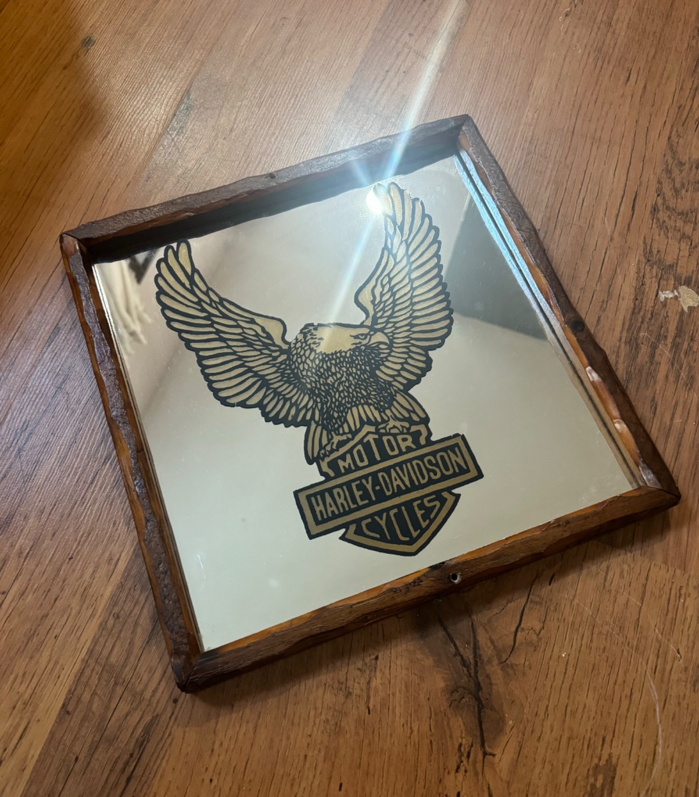 vintage antique harley davidson wooden rustic wall mirror 13
