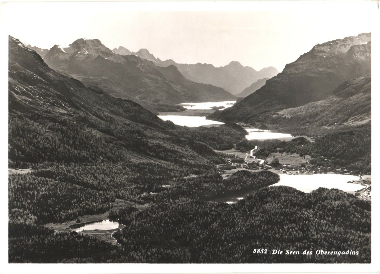 Upper Engadine Switzerland Lakes Valley View RPPC Real Photo Postcard c1939