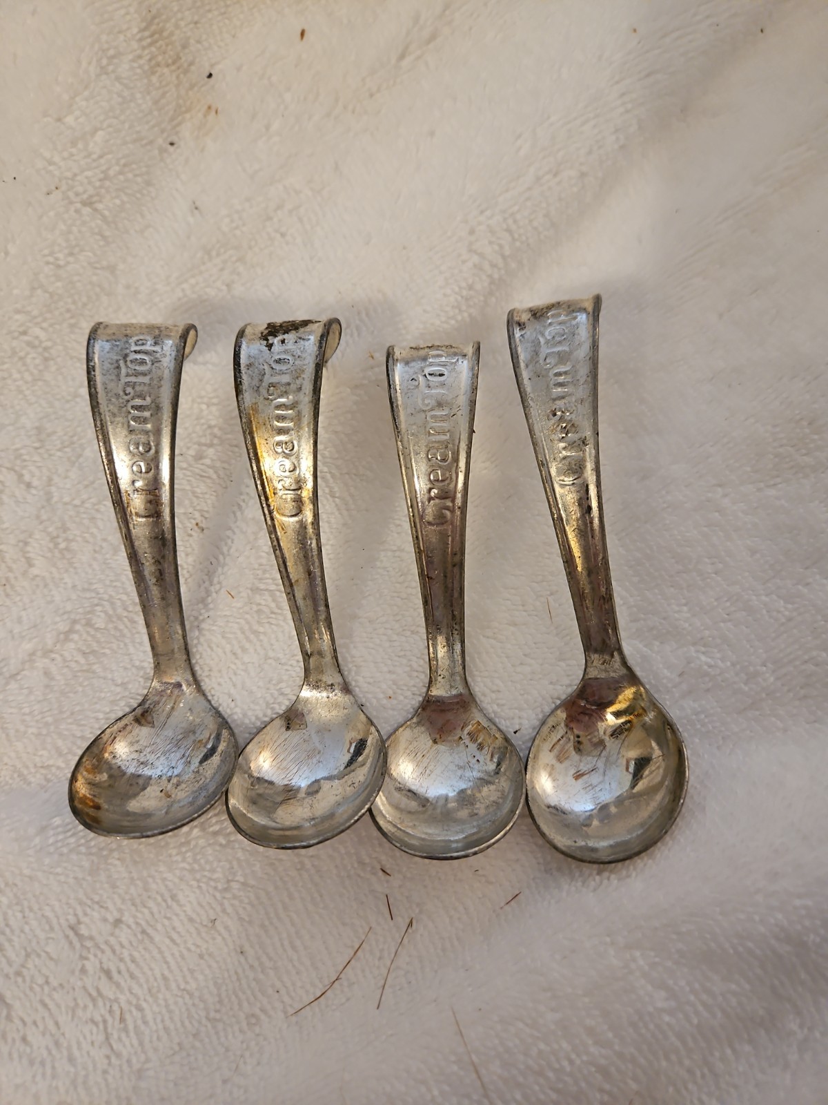 4 Antique Dairy Cream Top Spoon / Ladels 1920s 