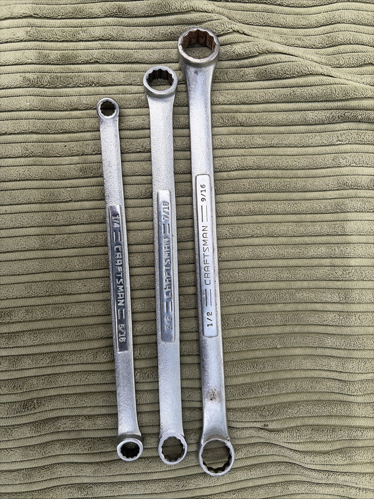 Vintage Craftsman =V= 3-Piece Heavy Duty Long Double Box Wrench Lot USA