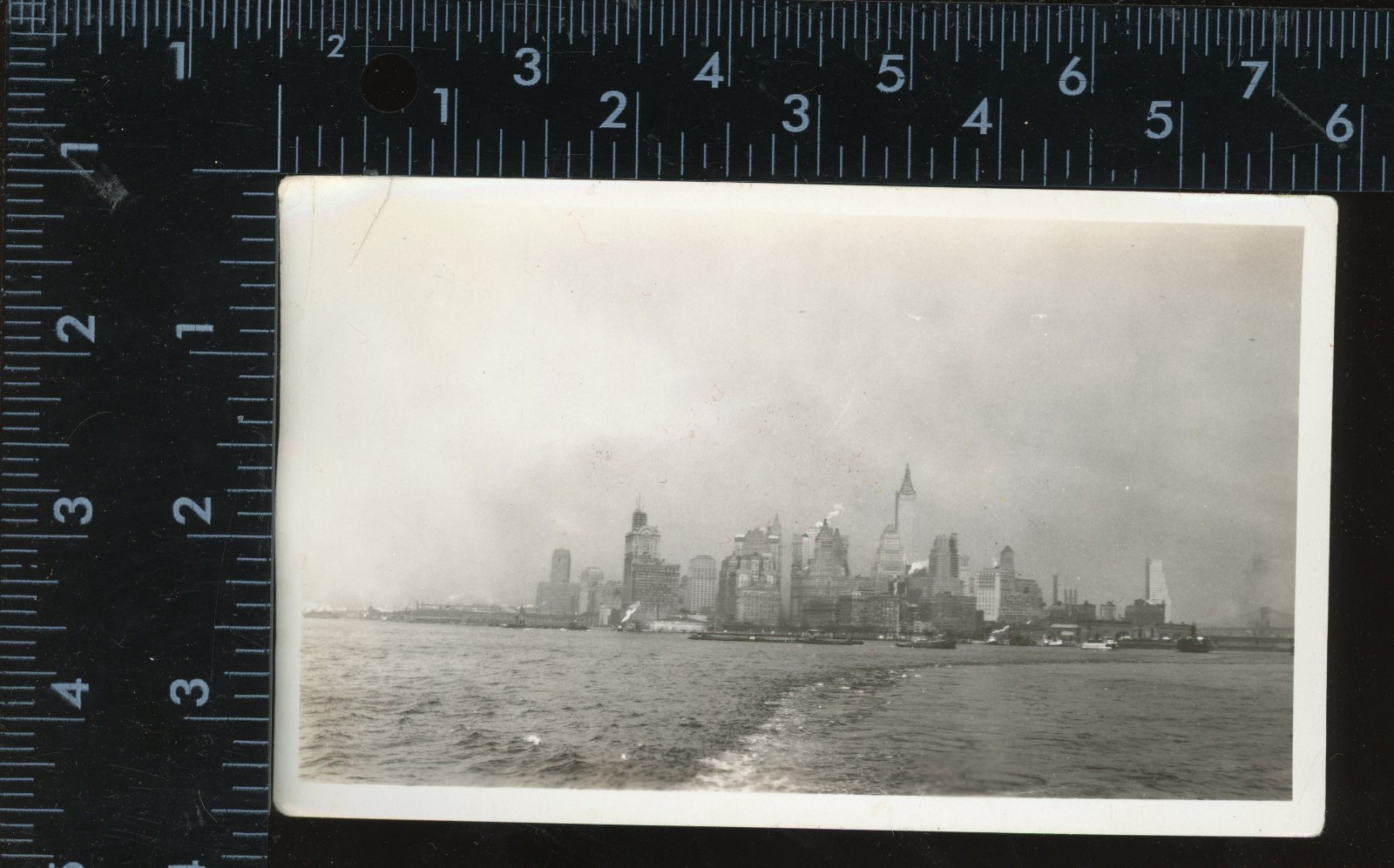 c.1930s NYC Lower Manhattan Skyline Harbor Art Deco Original Photo VELOX