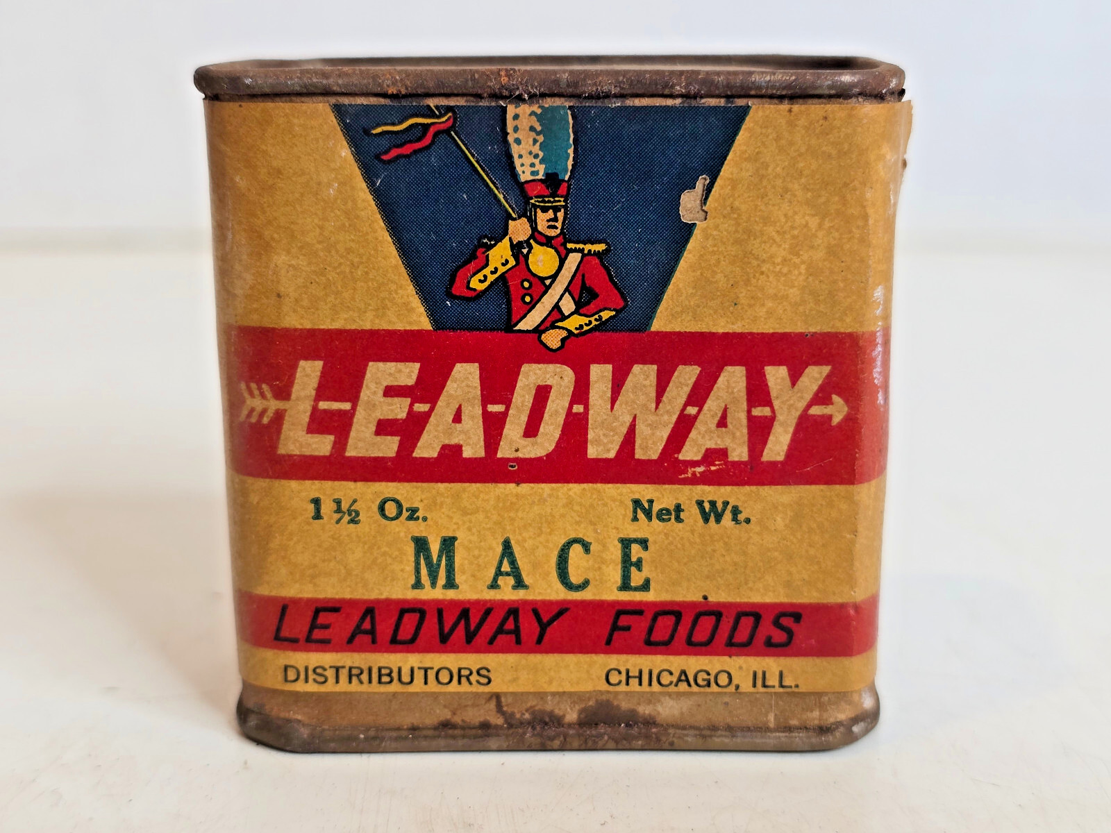 Hard to Find Vintage 1930's Leadway Mace Spice Cardboard Tin Chicago