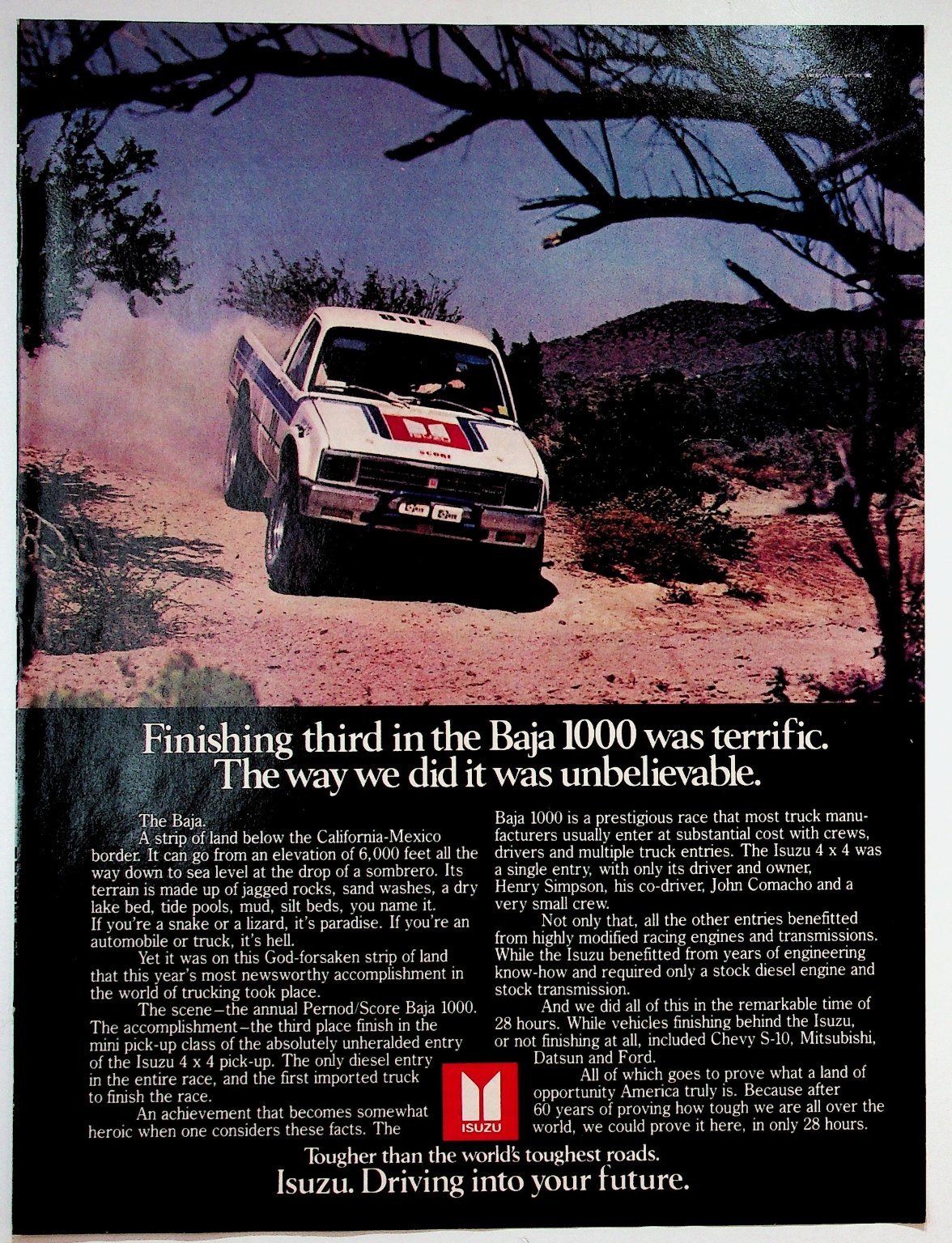 Isuzu 1983 Baja 1000 Print Advertisement 8x11 Racing Truck Vintage