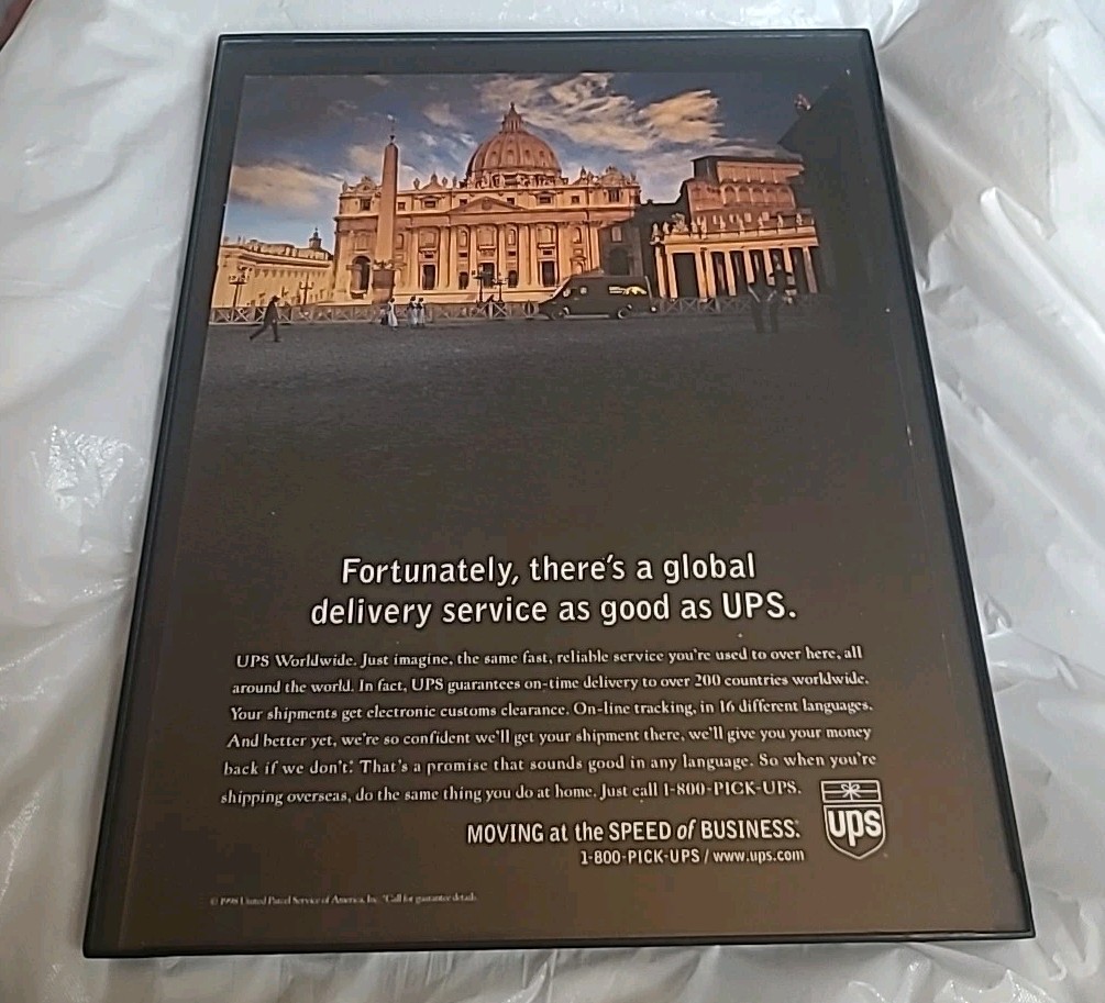 UPS Worldwide Print Ad Framed 1999 8.5X11  