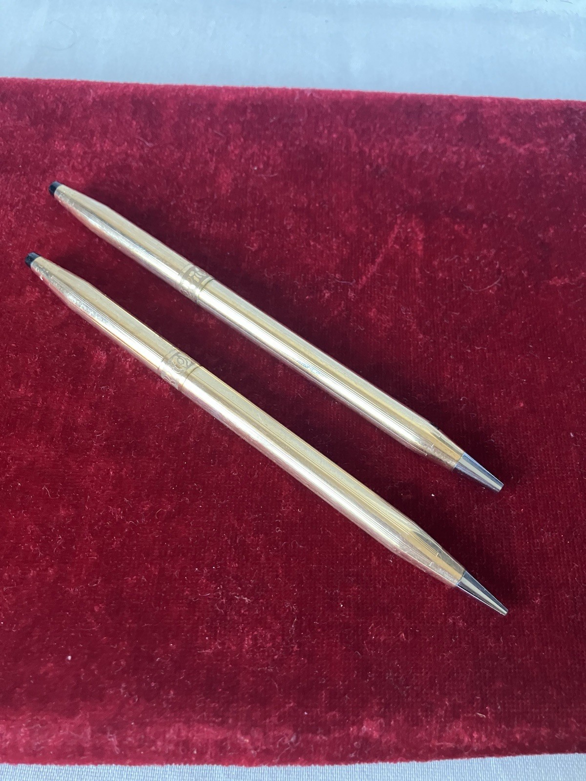 Vintage Cross 14K Gold Filled Ladies Pen Pencil Set Etched Roses Motif Working