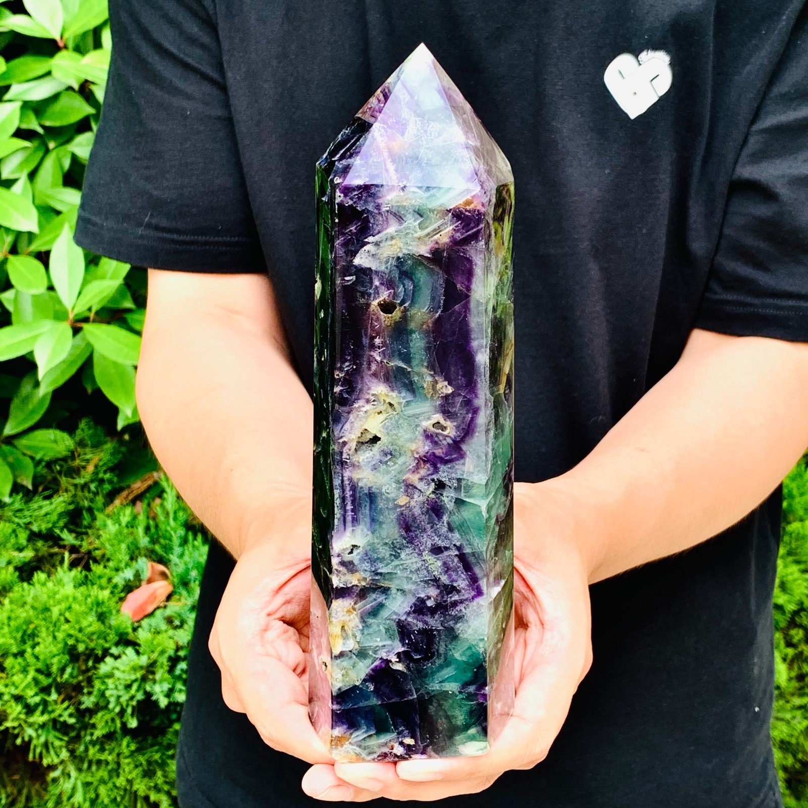 4.25LB Natural Fluorite Crystal quartz obelisk crystal wand point healing