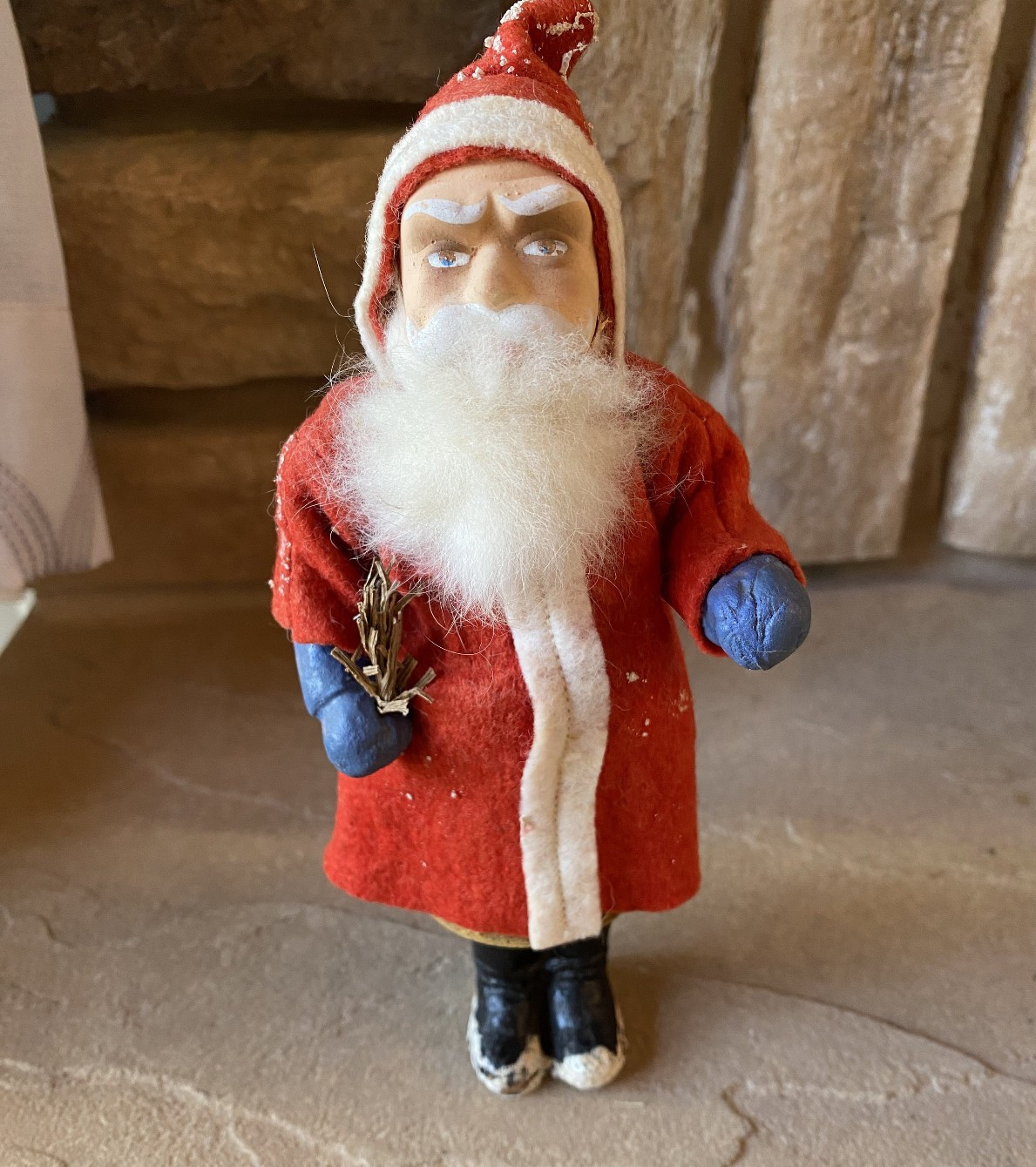 Antique German Candy Container Santa Claus Rabbit Fur 8