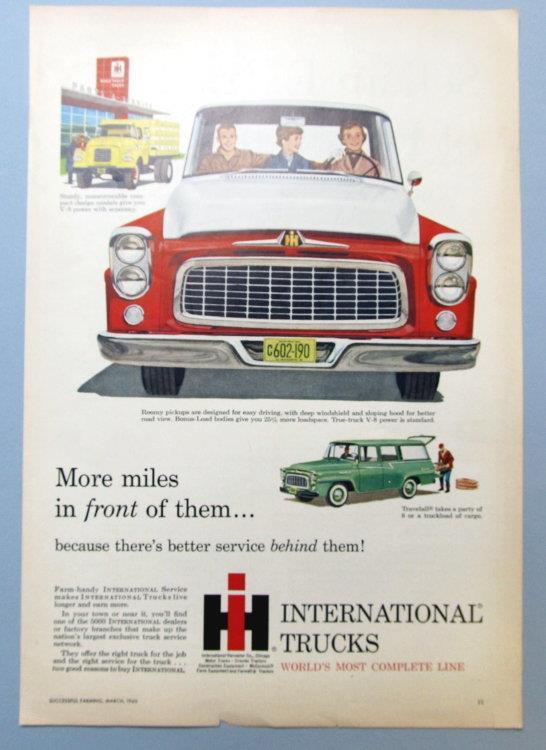 8x12 Original 1960 International Pickup Ad MORE MILES IN FRONT OF THEM