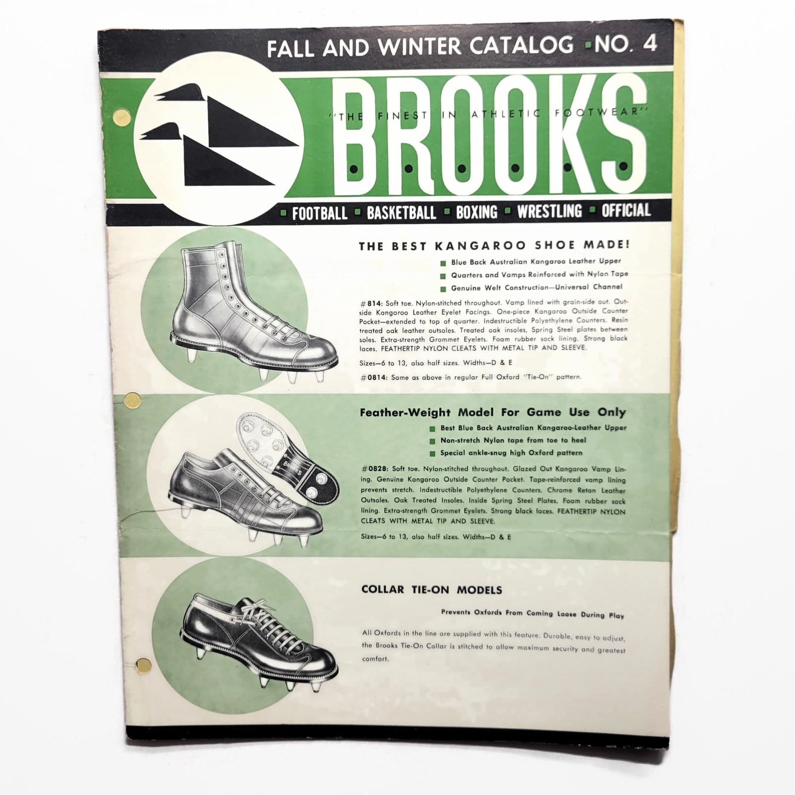 Vintage 1961 Brooks Shoe Footwear Catalog No. 4 Football Basketball - Hanover PA