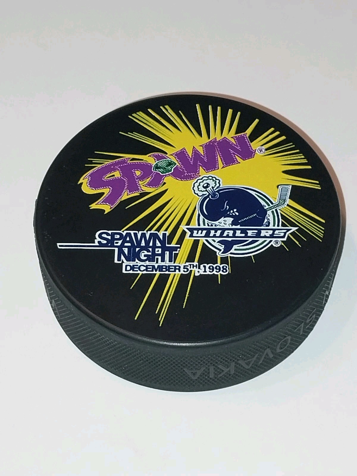 Rare Vintage Spawn Night Hockey Puck. Dec 5, 1998. Todd McFarlane.  Image Comics