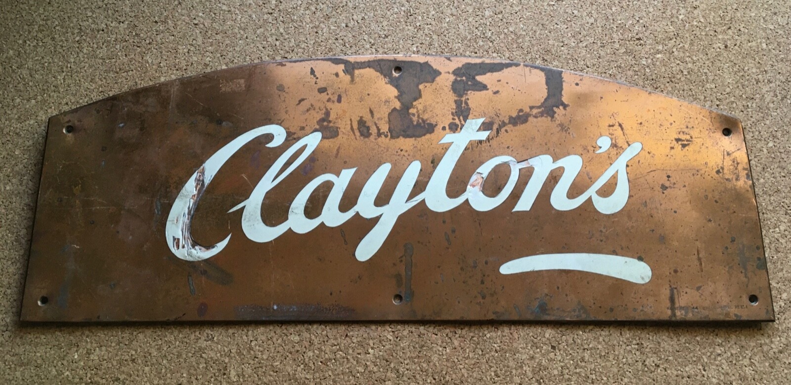 Vintage Metal Enamel Sign Clayton’s