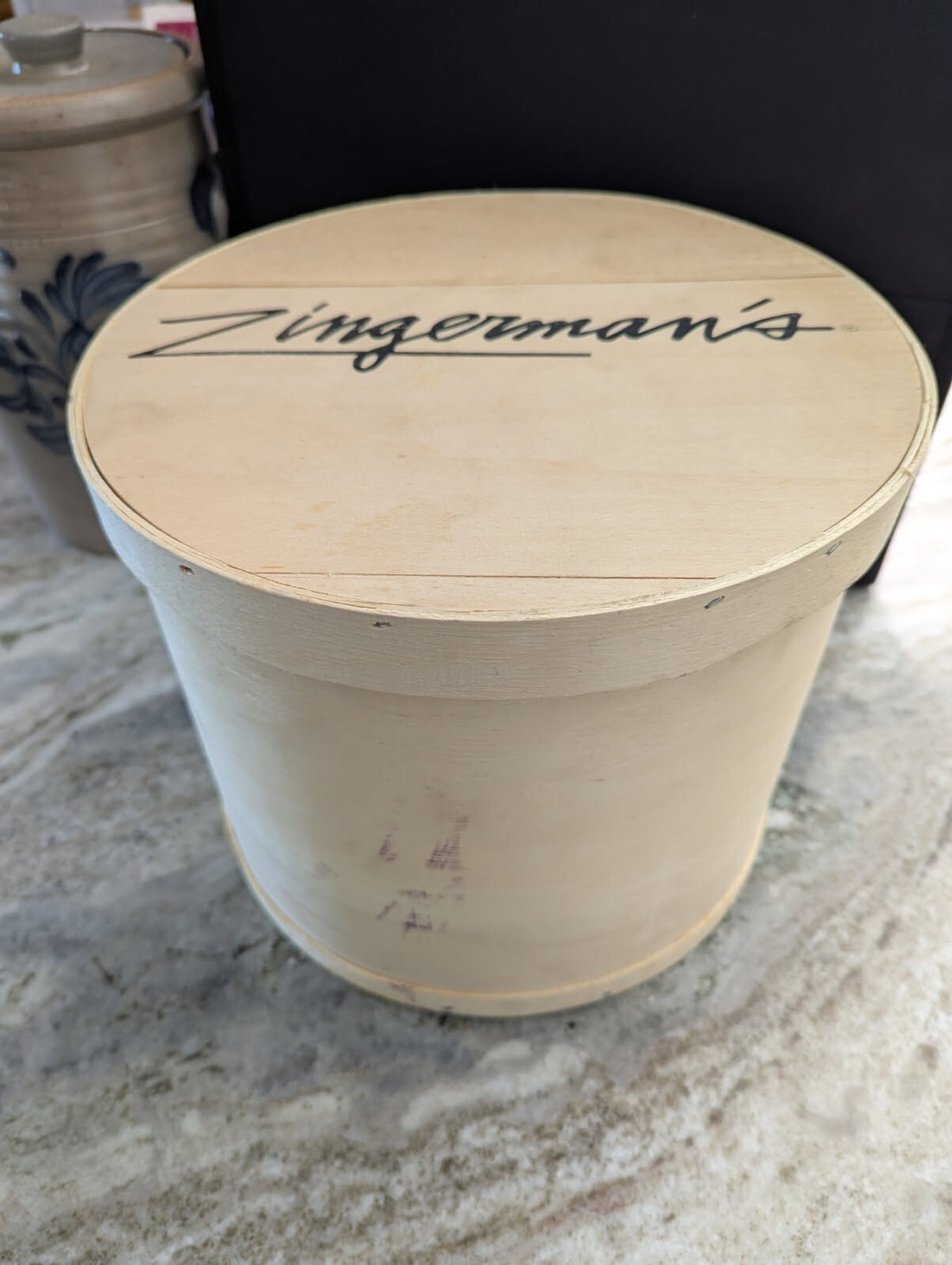 ZINGERMAN\'S  ROUND WOODEN CHEESE BOX PINE WOOD 11\