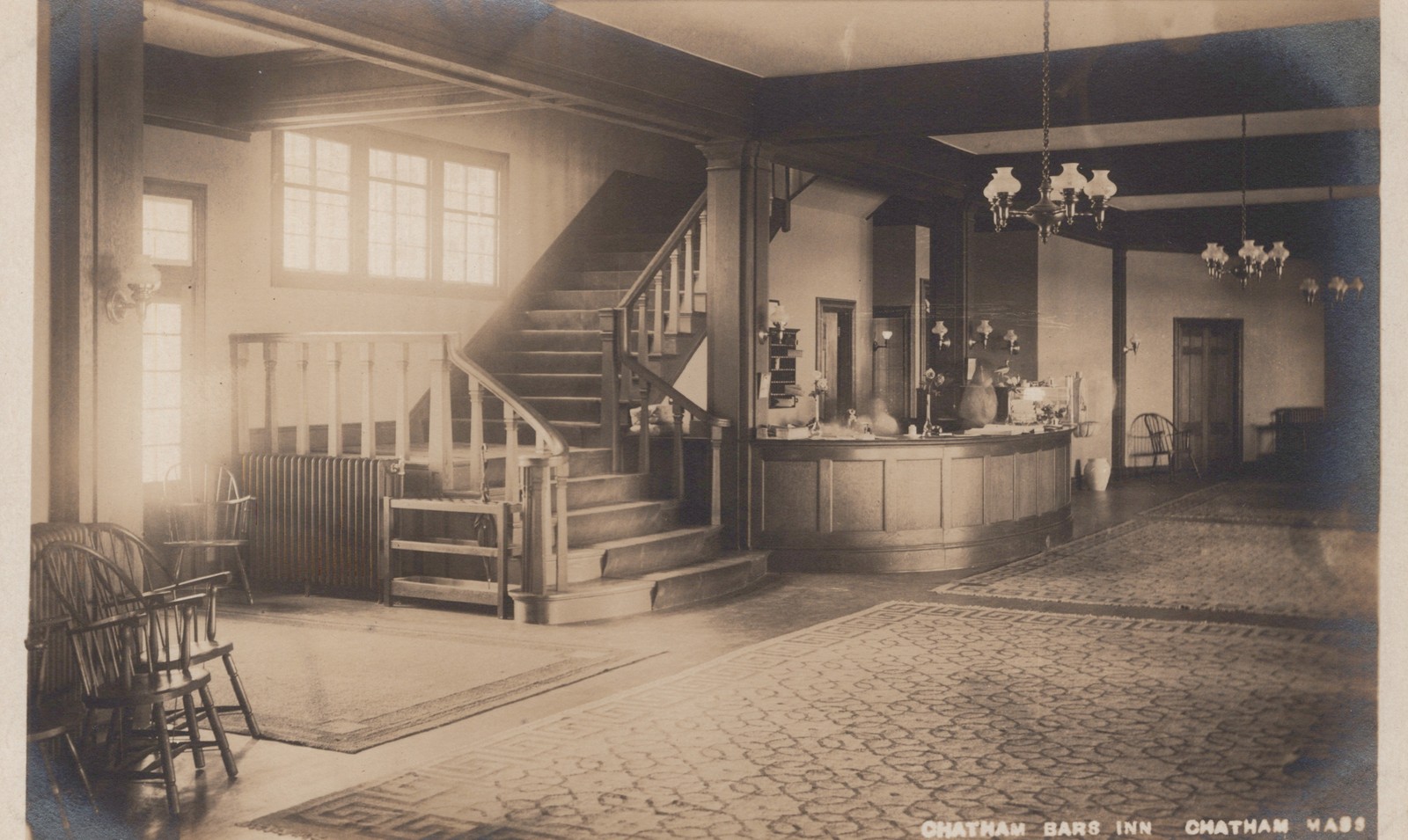 Chatham Bars Inn Lobby Interior RPPC Real Photo Chatham MA Cape Cod 1920s