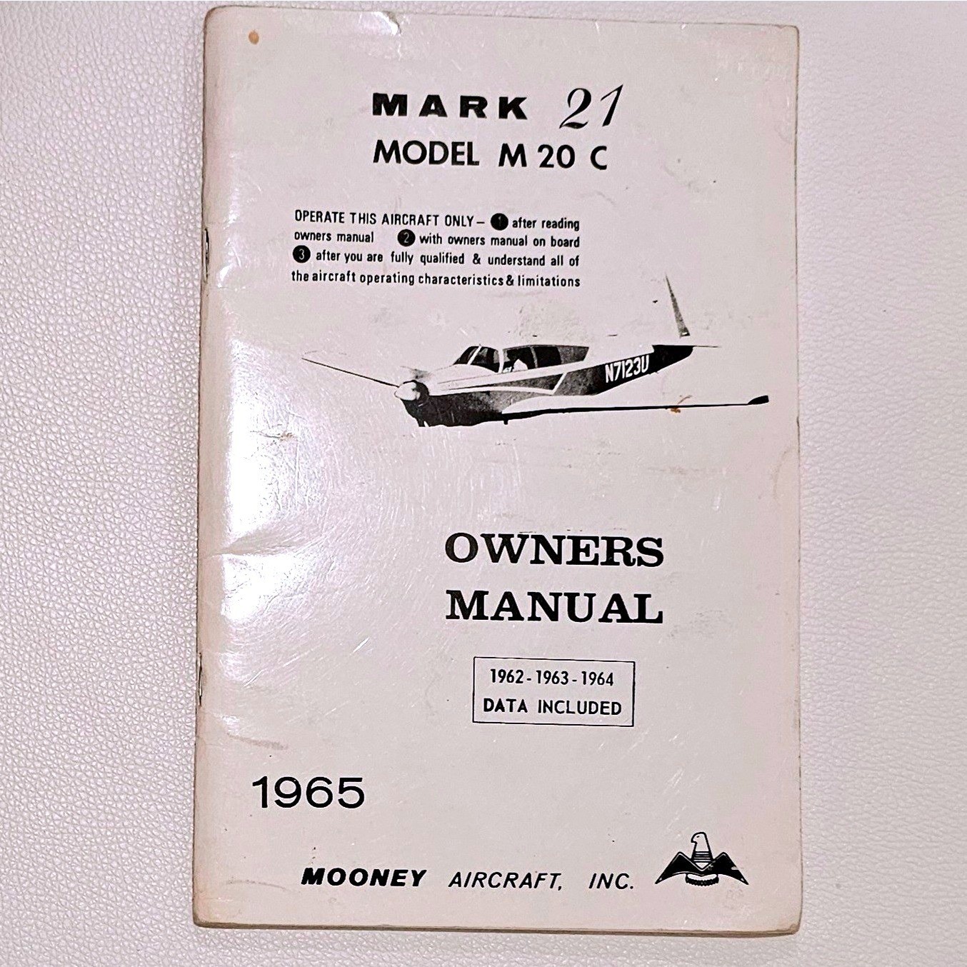 1965 Mooney Aircraft Mark 21 Model M 20 C Owners Manual Vintage Aviation Booklet