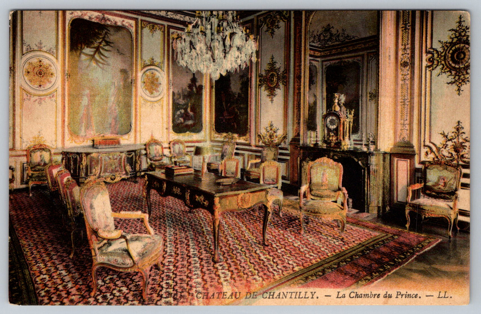 c1910s Chateau de Chantilly La Chambre du Prince France LL Antique Postcard