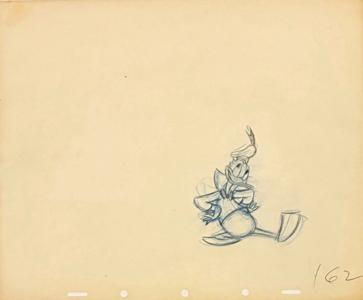 Disney Donald Duck Original Production Drawing, 1940s Animation