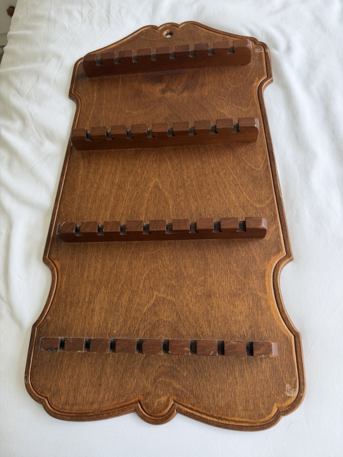 Vintage MCM Real Wood Rack Spoon Display Holder For 32 Souvenir Tea 20 x10