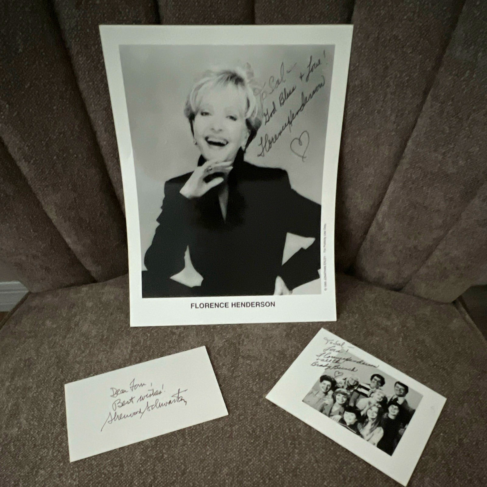 Florence Henderson Signed Celebrity Photos w/ Signed Note Original Autograph