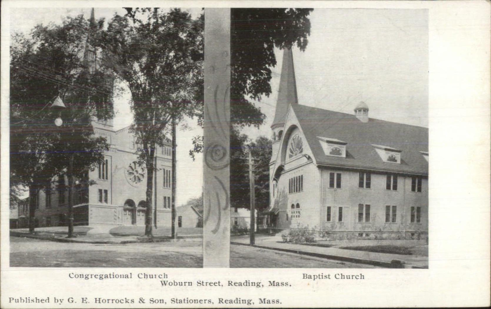 Reading MA Woburn St. Churches c1905 UDB Postcard