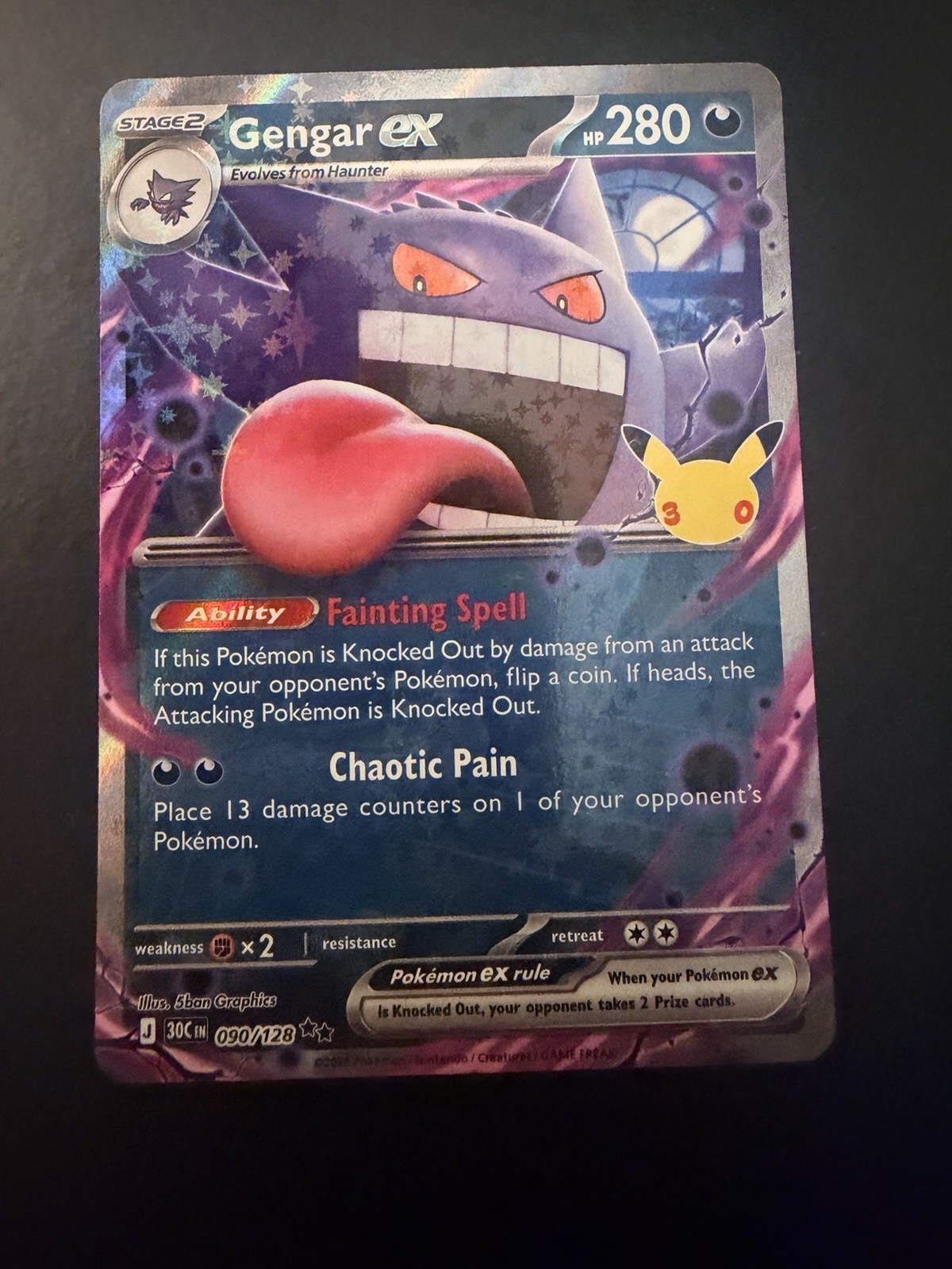 Pokemon TCG Gengar ex 090/128 30th Anniversary Ultra Rare Holo English 2026