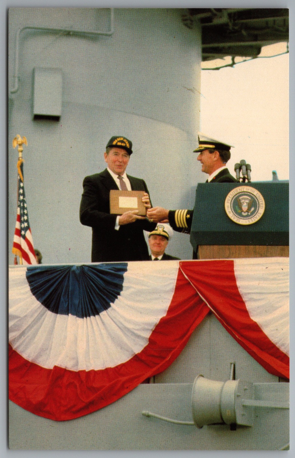 Long Beach CA USS New Jersey BB-62 Recommissioning Reagan c1982 Postcard