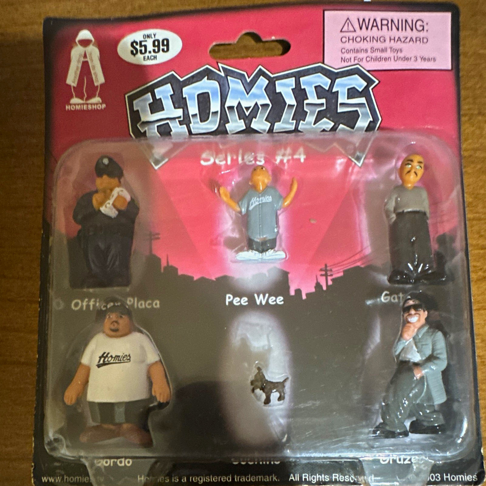 Homies Series #4 Multipack Mini Figure Set Officer Placa Pee Wee Gordo 5pk